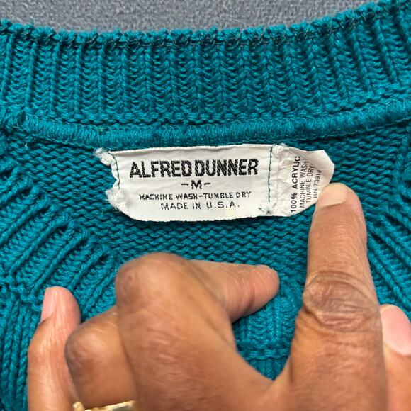 Vintage Alfred Dunner Fisherman Sweater Cable Knit Made in USA Fair Isle Design - Picture 3 of 9